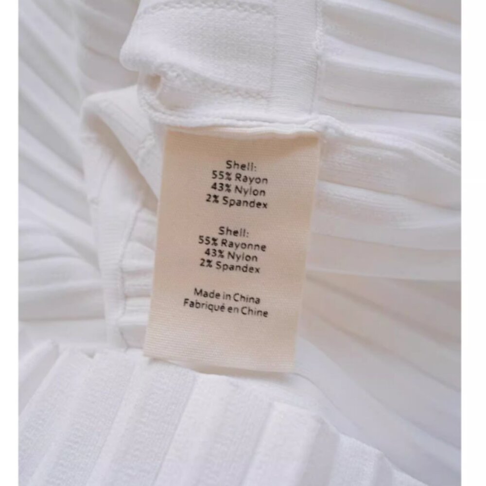 NWT L'AGENCE Kimi Pleat Hem Midi Dress - White Ivory French Knit Quiet Lux - Picture 10 of 12
